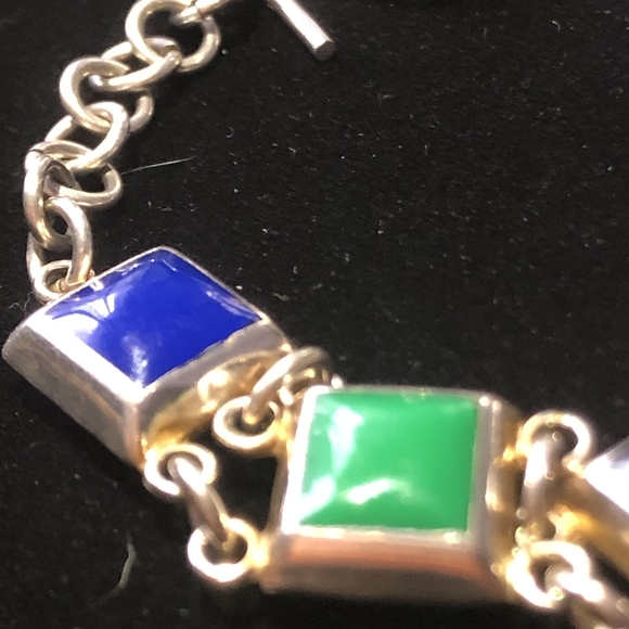 Vintage Mexico 925 Sterling Silver Multi-Stone Bracelet 7.25" - Picture 7 of 10